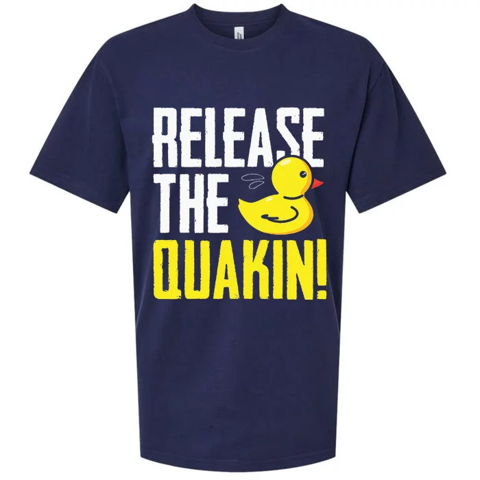 Release The Quackin! Graphic Rubber Duck Funny Sueded Cloud Jersey T-Shirt