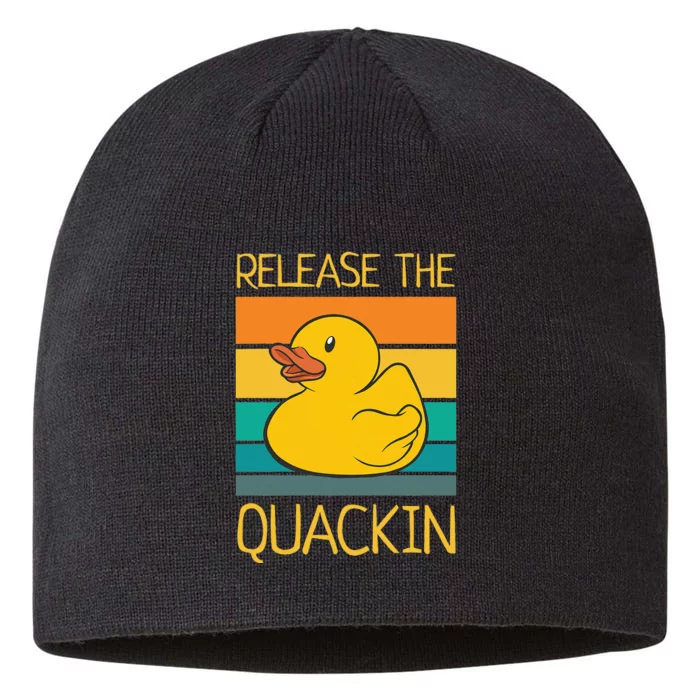 Release The Quackin Quote Funny Rubber Duck Ducklings 8 1/2in Sustainable Knit Beanie