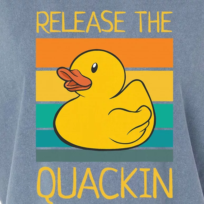 Release The Quackin Quote Funny Rubber Duck Ducklings Garment-Dyed Women's Muscle Tee