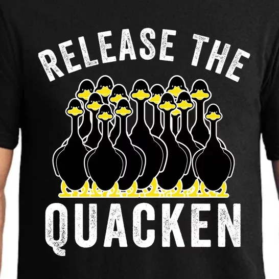 Release The Quacken, Farmer, Duck Lover, Funny Animal Lover Pajama Set