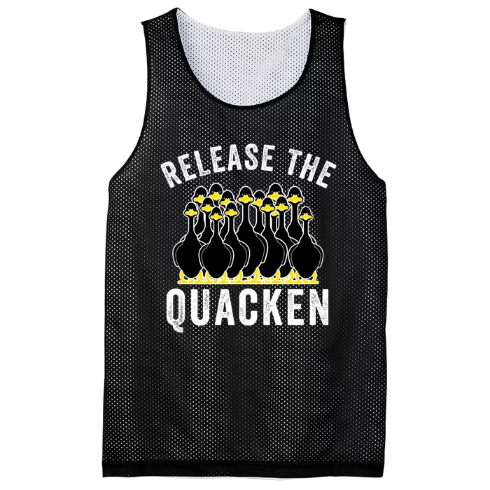 Release The Quacken, Farmer, Duck Lover, Funny Animal Lover Mesh Reversible Basketball Jersey Tank