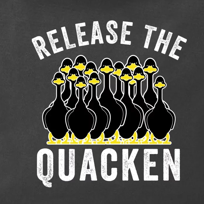 Release The Quacken, Farmer, Duck Lover, Funny Animal Lover Zip Tote Bag