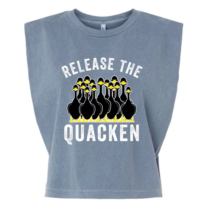 Release The Quacken, Farmer, Duck Lover, Funny Animal Lover Garment-Dyed Women's Muscle Tee