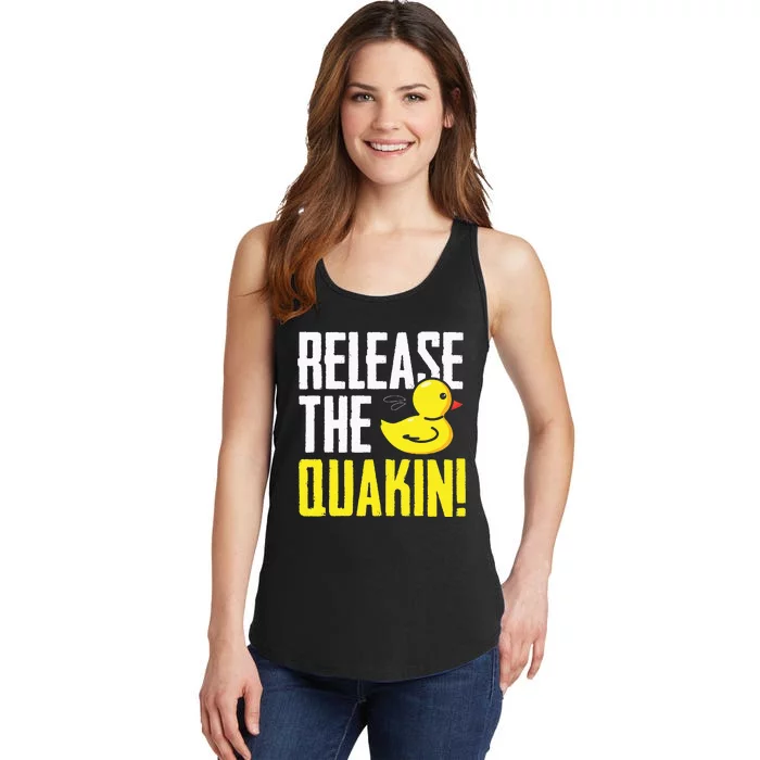 Release The Quackin! Graphic Rubber Duck Funny Ladies Essential Tank