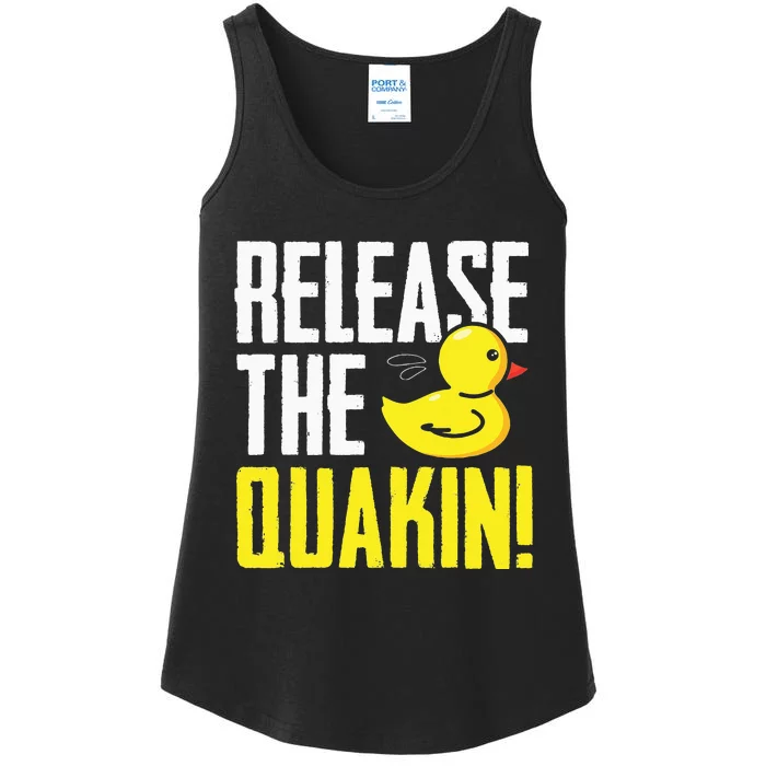 Release The Quackin! Graphic Rubber Duck Funny Ladies Essential Tank