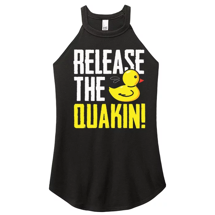 Release The Quackin! Graphic Rubber Duck Funny Women’s Perfect Tri Rocker Tank