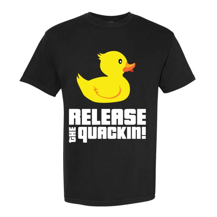 Release The Quackin! Funny Yellow Rubber Ducks Design Garment-Dyed Heavyweight T-Shirt