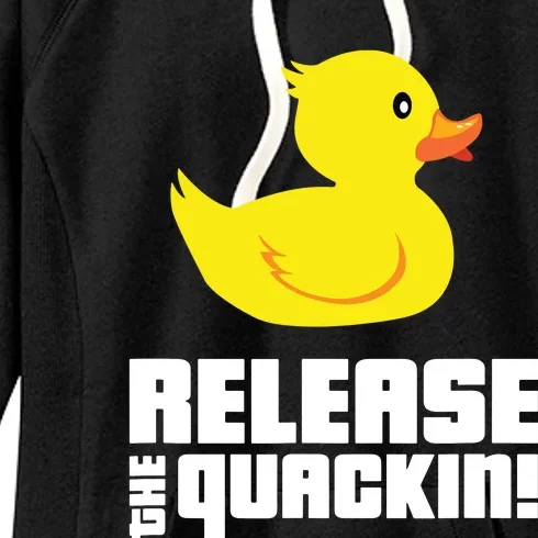 Release The Quackin! Funny Yellow Rubber Ducks Design Women's Fleece Hoodie