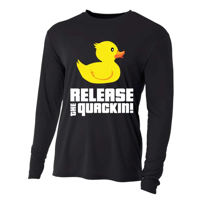 Release The Quackin! Funny Yellow Rubber Ducks Design Cooling Performance Long Sleeve Crew