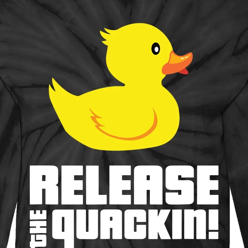 Release The Quackin! Funny Yellow Rubber Ducks Design Tie-Dye Long Sleeve Shirt