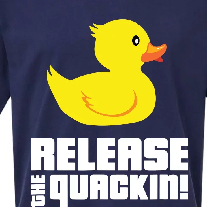 Release The Quackin! Funny Yellow Rubber Ducks Design Sueded Cloud Jersey T-Shirt