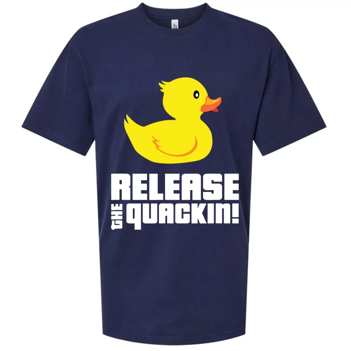 Release The Quackin! Funny Yellow Rubber Ducks Design Sueded Cloud Jersey T-Shirt