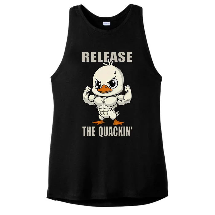 Release The Quackin Duck Gym Weightlifting Bodybuilder Ladies Tri-Blend Wicking Tank