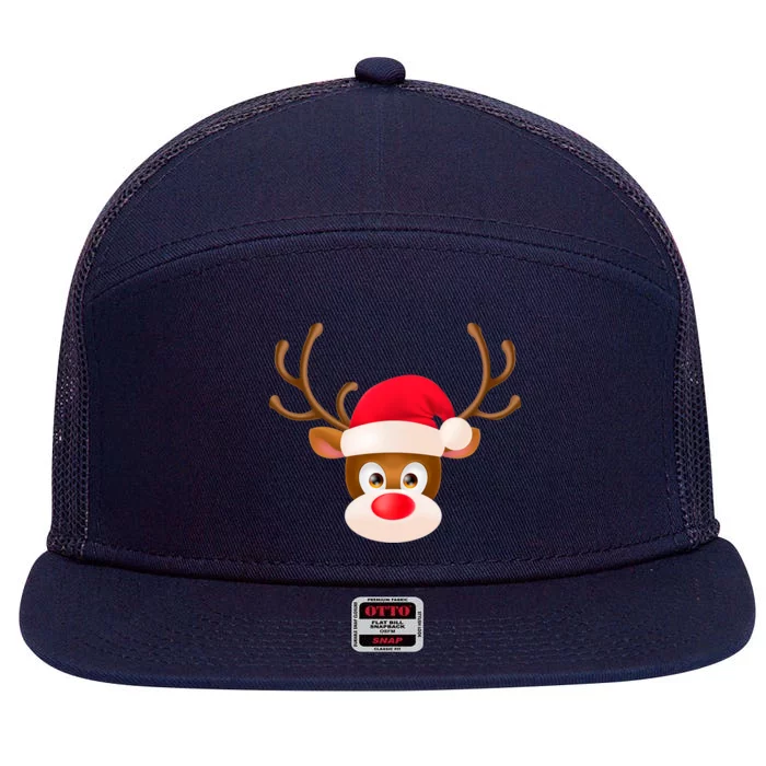 Rudolph The Red Nose Reindeer Christmas Pajama Great Gift 7 Panel Mesh Trucker Snapback Hat