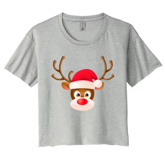 Rudolph The Red Nose Reindeer Christmas Pajama Great Gift Women's Crop Top Tee