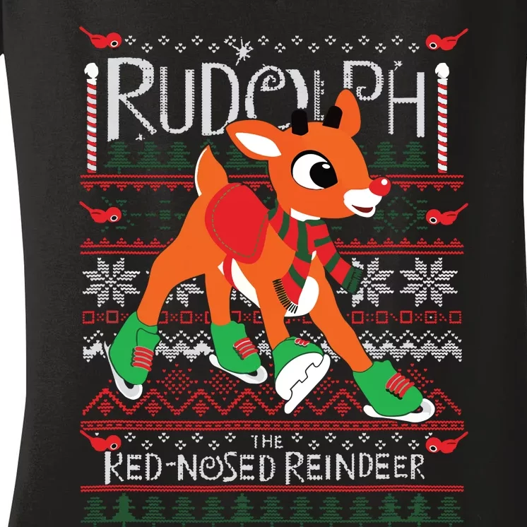 Rudolph The Rednosed Reindeer Christmas Special Sweater Women's V-Neck T-Shirt