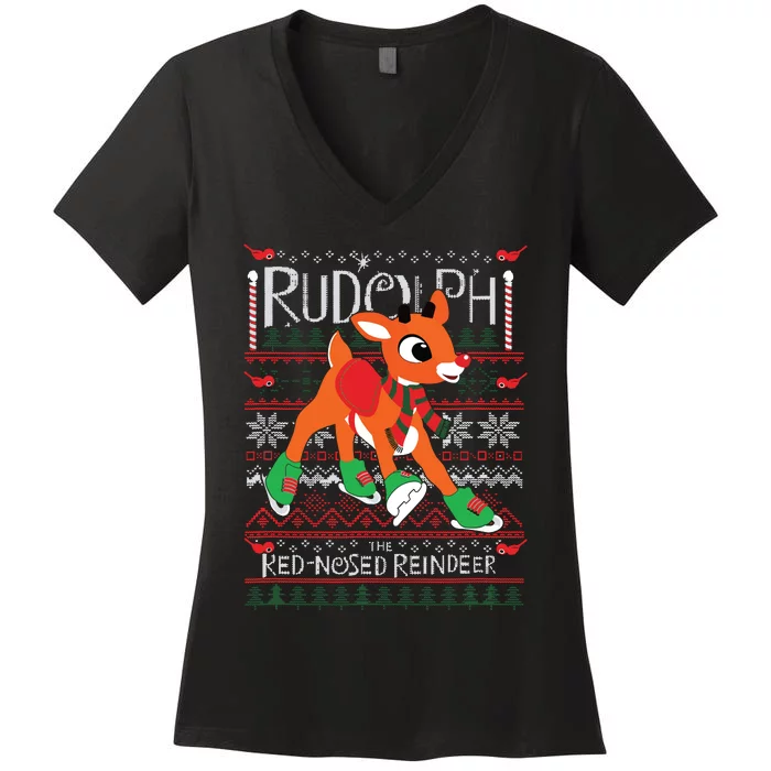 Rudolph The Rednosed Reindeer Christmas Special Sweater Women's V-Neck T-Shirt