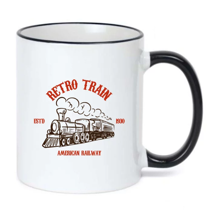 Retro Trains Black Color Changing Mug