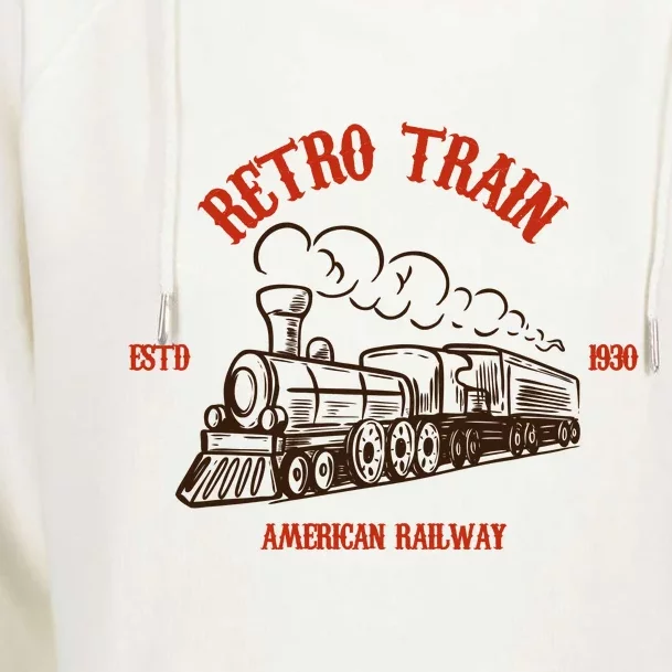 Retro Trains Womens Funnel Neck Pullover Hood