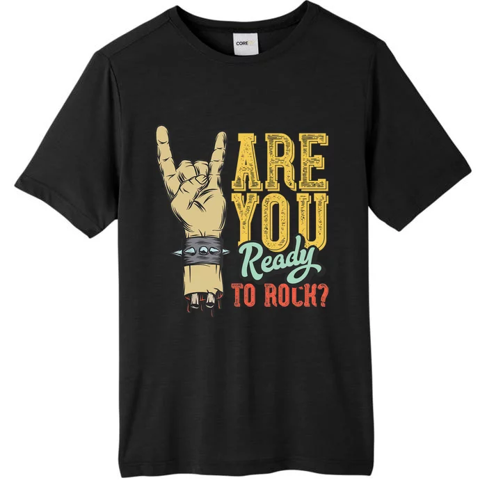 Ready To Rock? Vintage Rock Music Design With Hand Rock Sign ChromaSoft Performance T-Shirt