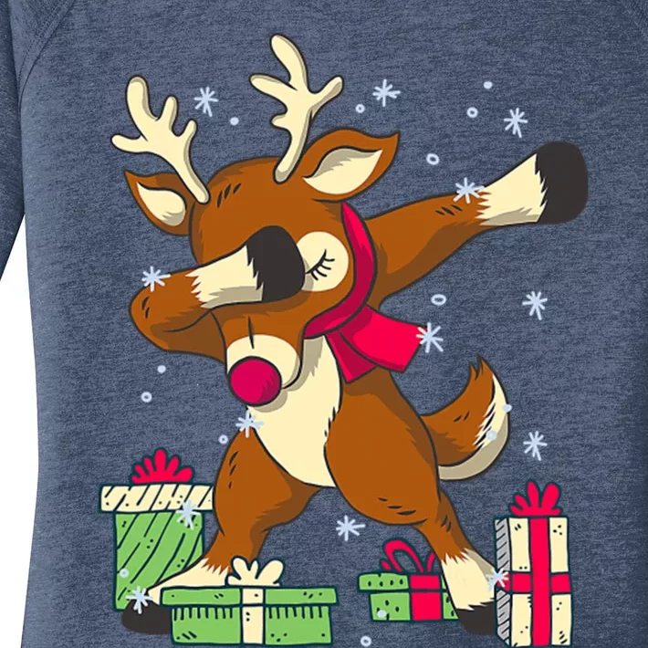 Rudolph The Red Nose Reindeer For Dab Dance Christmas Women's Perfect Tri Tunic Long Sleeve Shirt