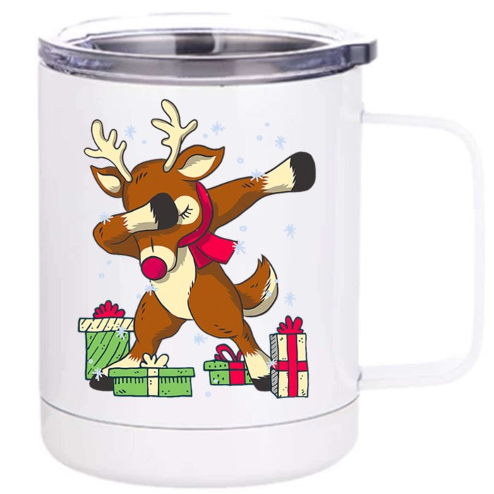 Rudolph The Red Nose Reindeer For Dab Dance Christmas Front & Back 12oz Stainless Steel Tumbler Cup