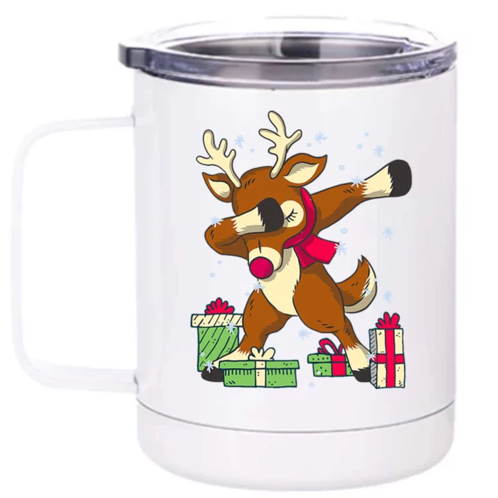 Rudolph The Red Nose Reindeer For Dab Dance Christmas Front & Back 12oz Stainless Steel Tumbler Cup