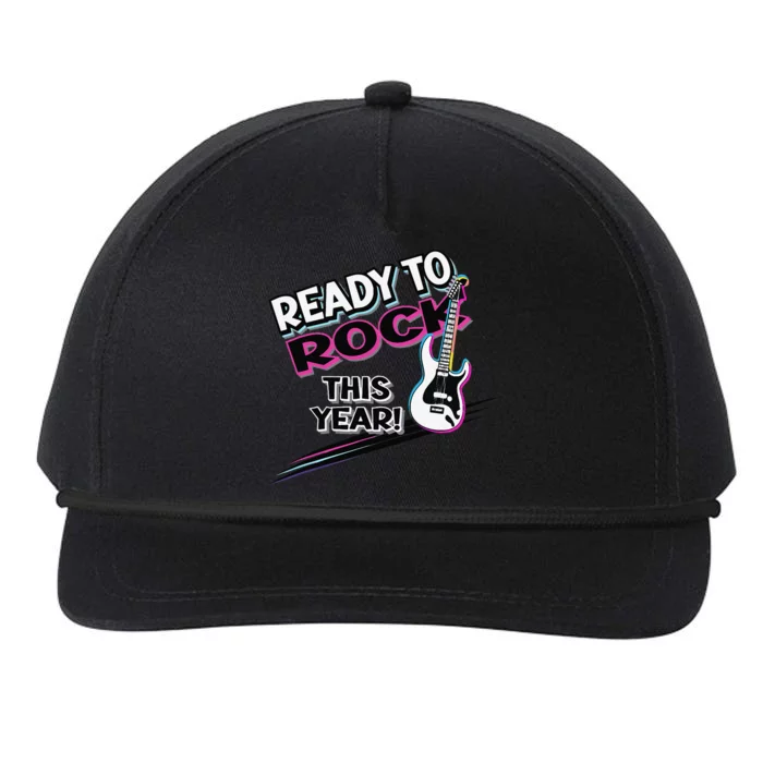 Ready To Rock This Year Funny Back To School Graphic Guitar Snapback Five-Panel Rope Hat