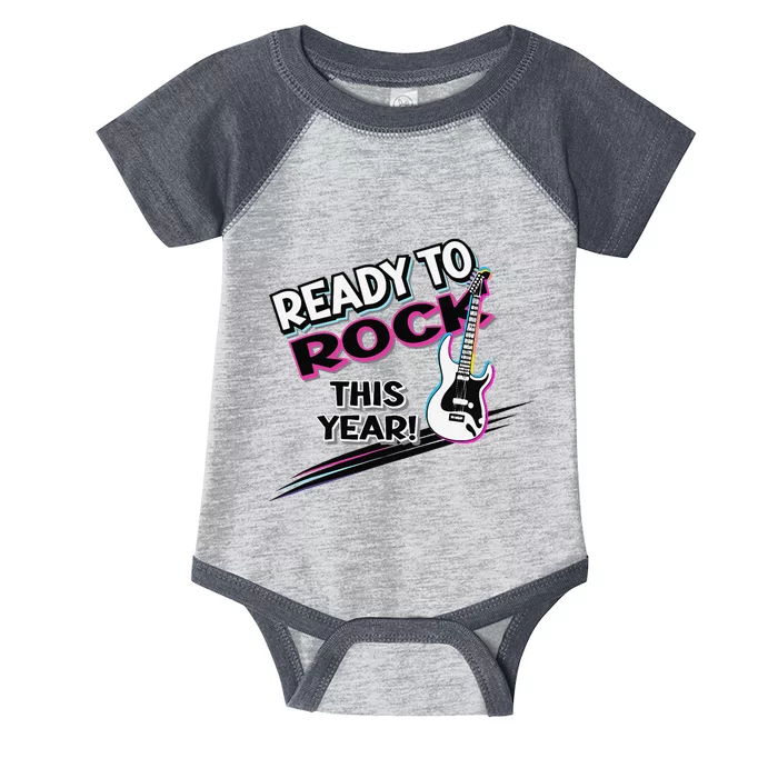 Ready To Rock This Year Funny Back To School Graphic Guitar Infant Baby Jersey Bodysuit