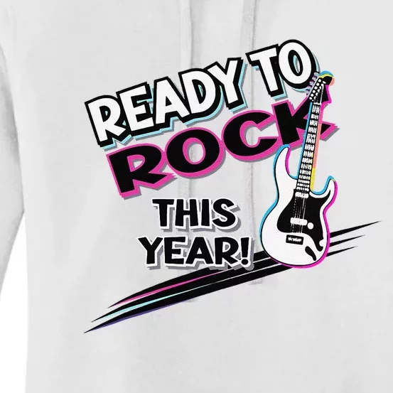 Ready To Rock This Year Funny Back To School Graphic Guitar Women's Pullover Hoodie