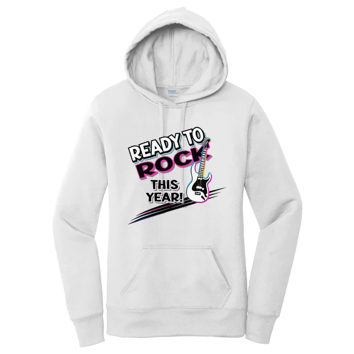 Ready To Rock This Year Funny Back To School Graphic Guitar Women's Pullover Hoodie