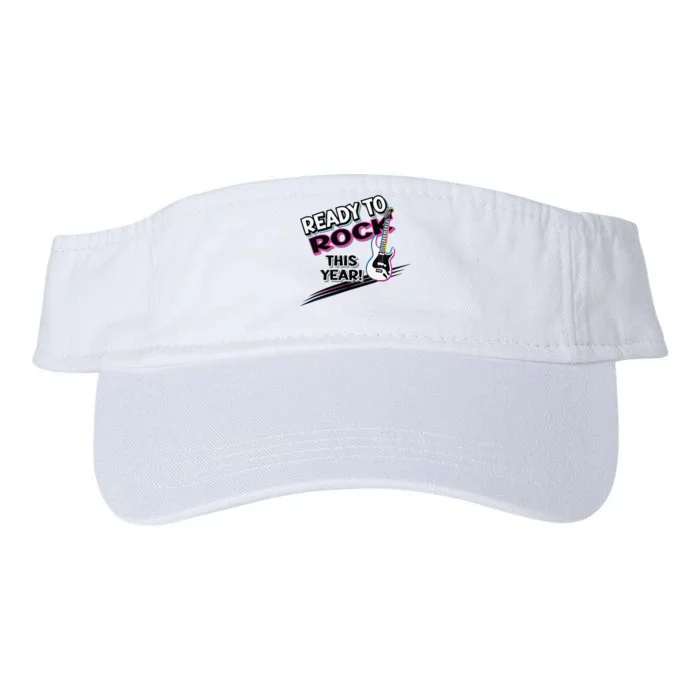 Ready To Rock This Year Funny Back To School Graphic Guitar Valucap Bio-Washed Visor