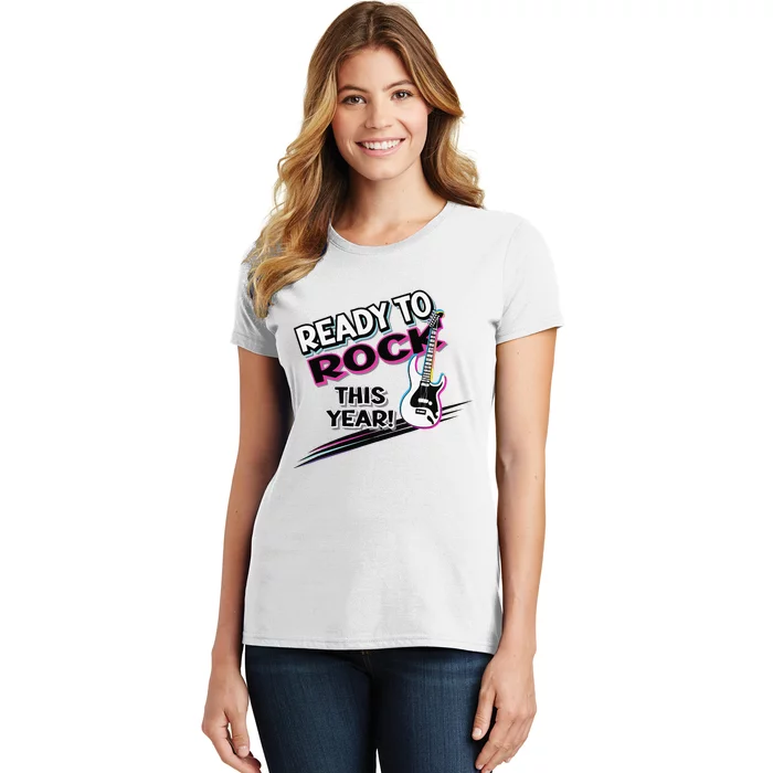 Ready To Rock This Year Funny Back To School Graphic Guitar Women's T-Shirt