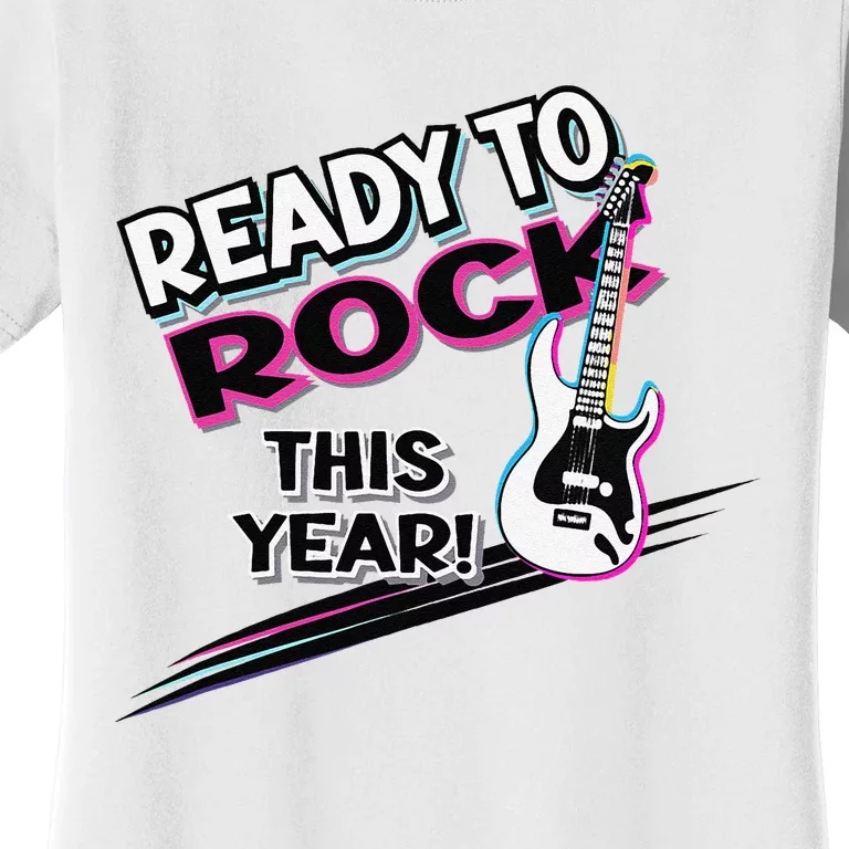 Ready To Rock This Year Funny Back To School Graphic Guitar Women's T-Shirt