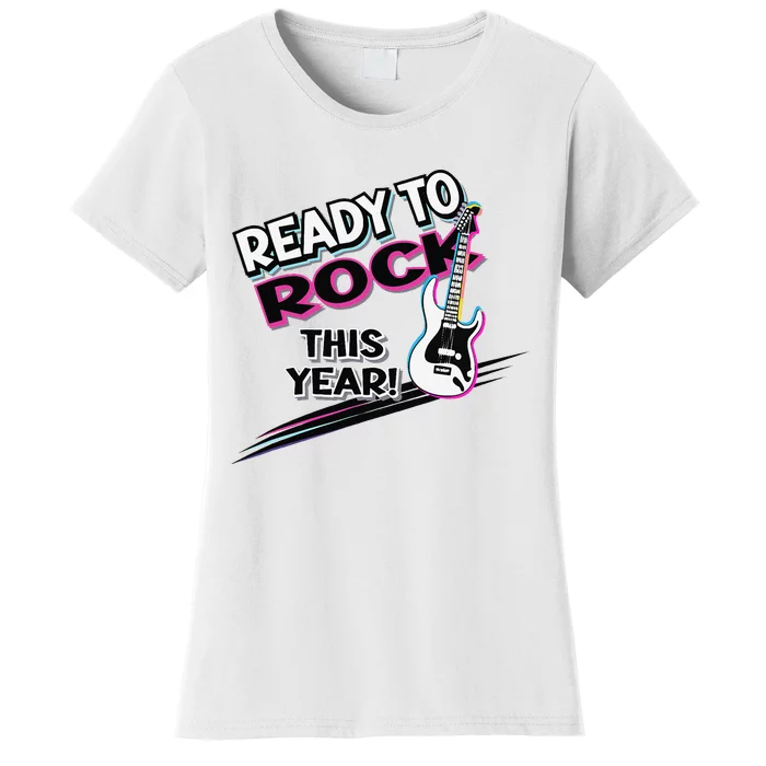 Ready To Rock This Year Funny Back To School Graphic Guitar Women's T-Shirt