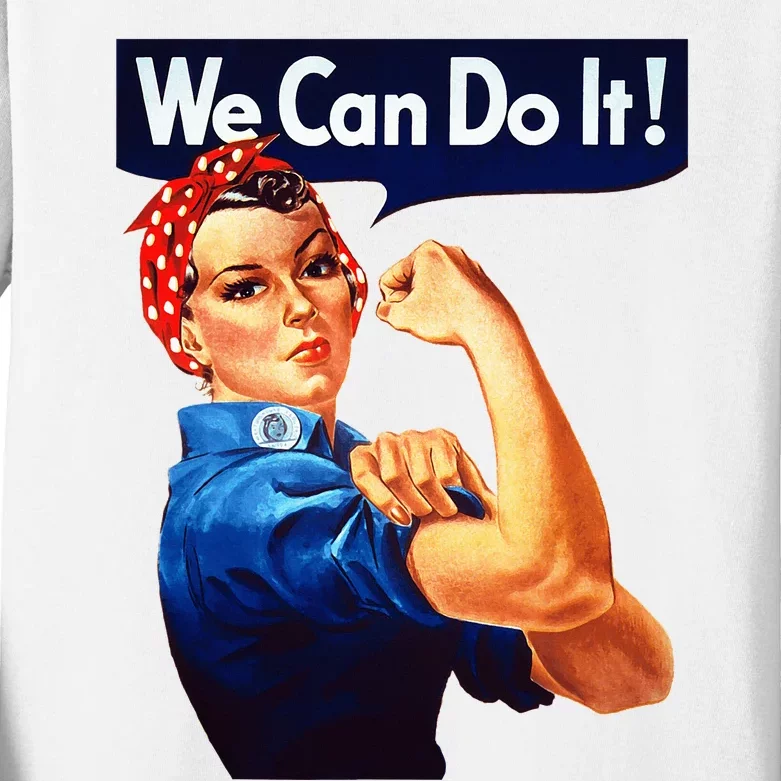 Rosie The Riveter Poster We Can Do It Feminist Retro Kids Long Sleeve Shirt