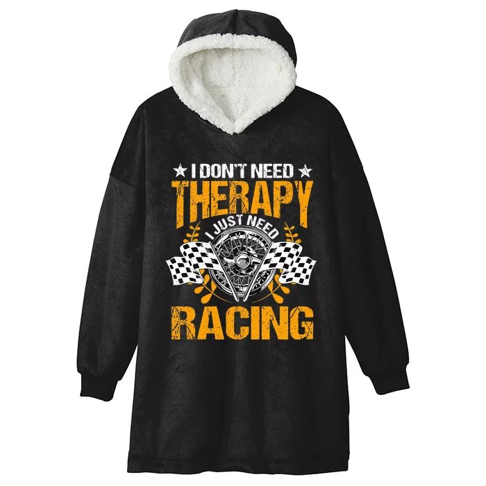 Racing Therapy Racer Race Track Racetrack Racers Raceday Hooded Wearable Blanket