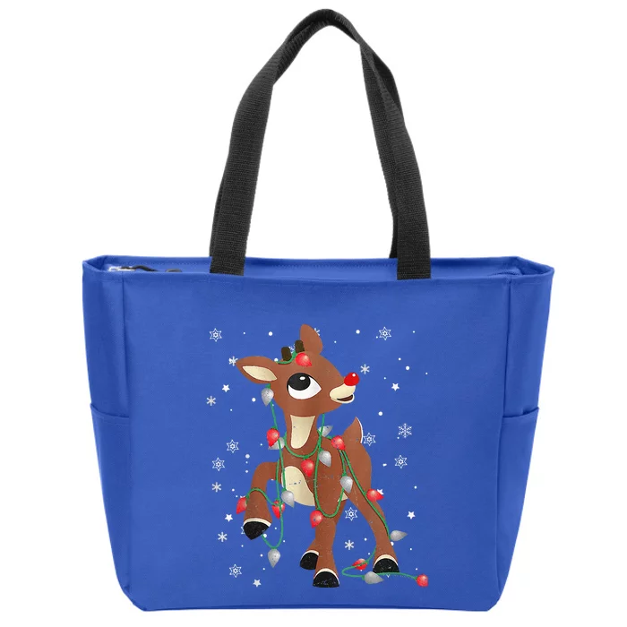 Rudolph The Red Nose Reindeer For and Christmas Fan Zip Tote Bag