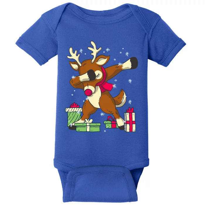 Rudolph The Red Nose Reindeer For Dab Dance Christmas Baby Bodysuit