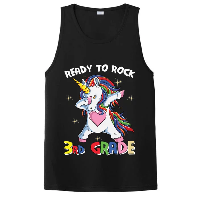 Ready To Rock Third Grade Dabbing Unicorn Cute 3Rd Grade Cool Gift Performance Tank