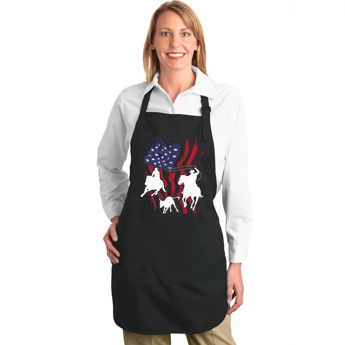 Rodeo Team Roping Horse Riding Equestrian Header Heeler Full-Length Apron With Pocket