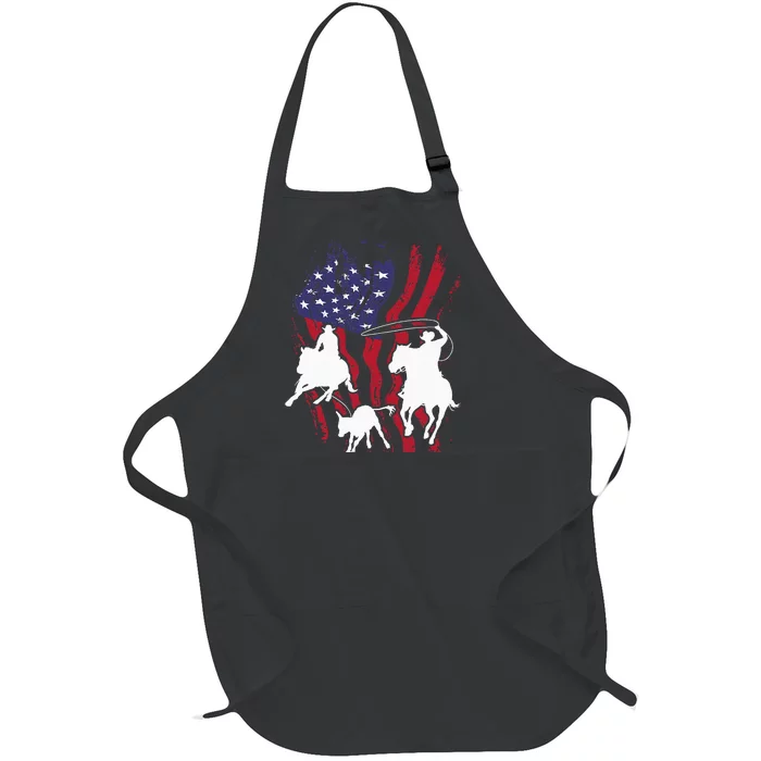 Rodeo Team Roping Horse Riding Equestrian Header Heeler Full-Length Apron With Pocket