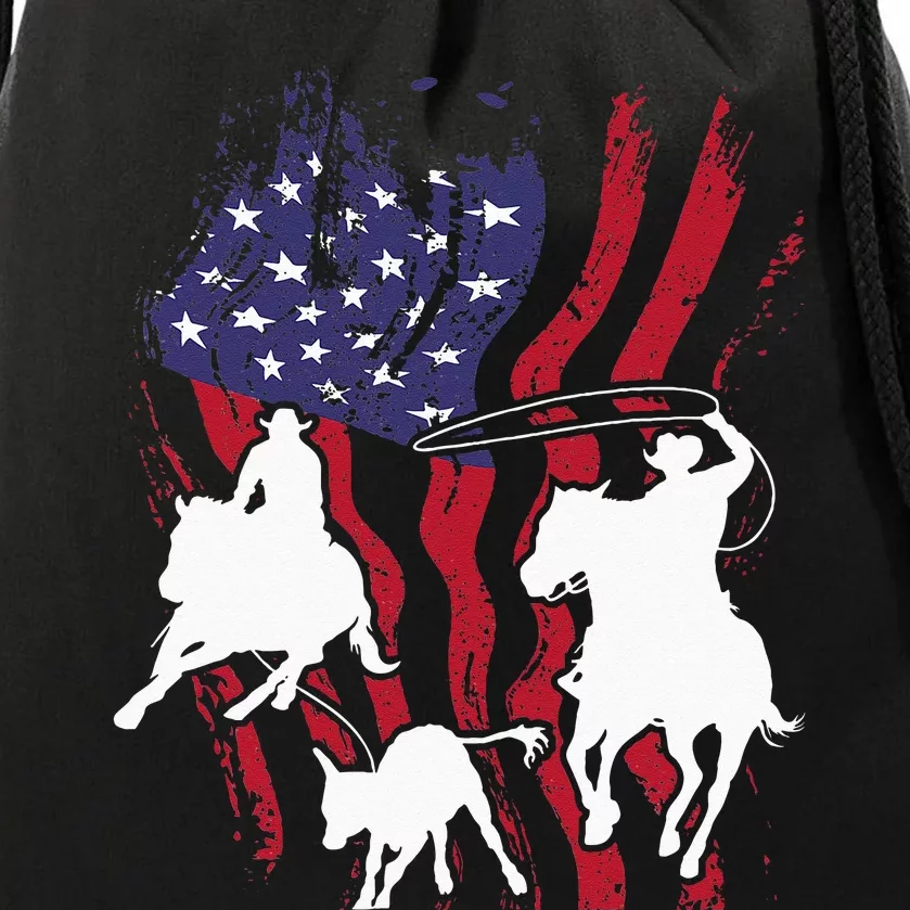 Rodeo Team Roping Horse Riding Equestrian Header Heeler Drawstring Bag