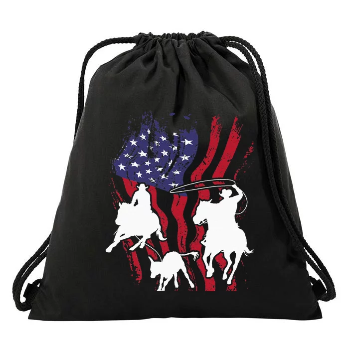 Rodeo Team Roping Horse Riding Equestrian Header Heeler Drawstring Bag