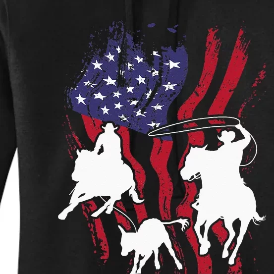 Rodeo Team Roping Horse Riding Equestrian Header Heeler Women's Pullover Hoodie