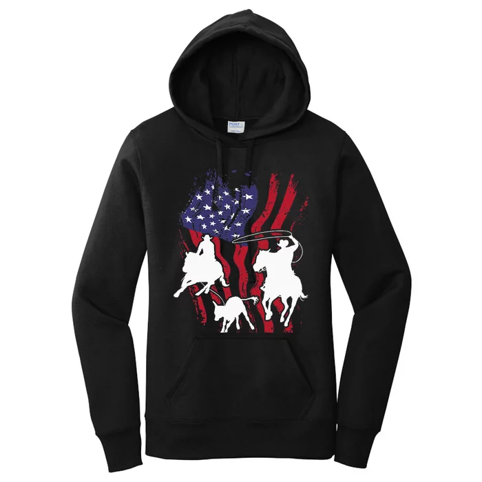 Rodeo Team Roping Horse Riding Equestrian Header Heeler Women's Pullover Hoodie