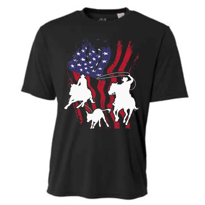 Rodeo Team Roping Horse Riding Equestrian Header Heeler Cooling Performance Crew T-Shirt