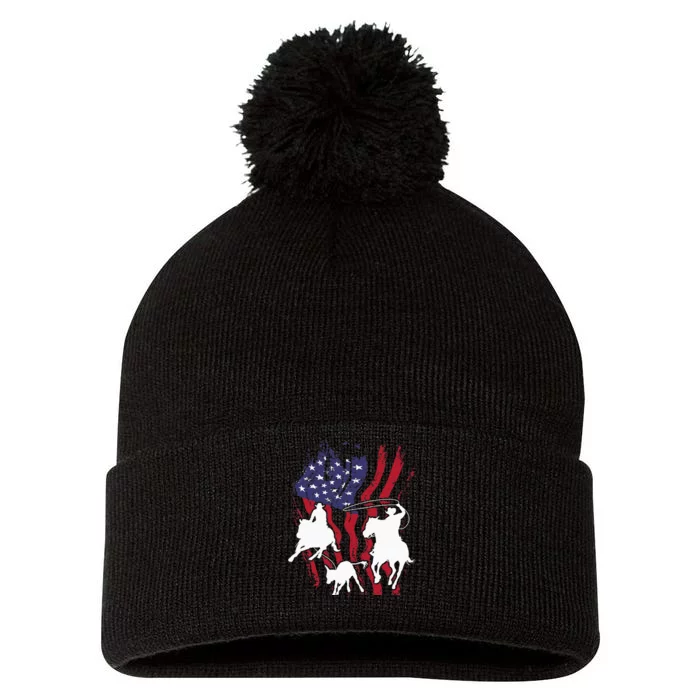 Rodeo Team Roping Horse Riding Equestrian Header Heeler Pom Pom 12in Knit Beanie