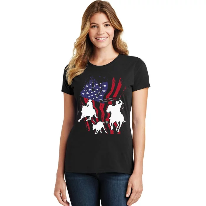 Rodeo Team Roping Horse Riding Equestrian Header Heeler Women's T-Shirt