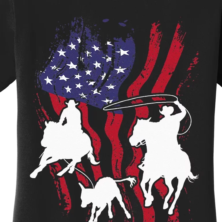 Rodeo Team Roping Horse Riding Equestrian Header Heeler Women's T-Shirt